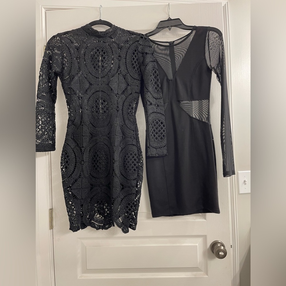 black mesh & Lace Bodycon Dress bundle long sleeve M